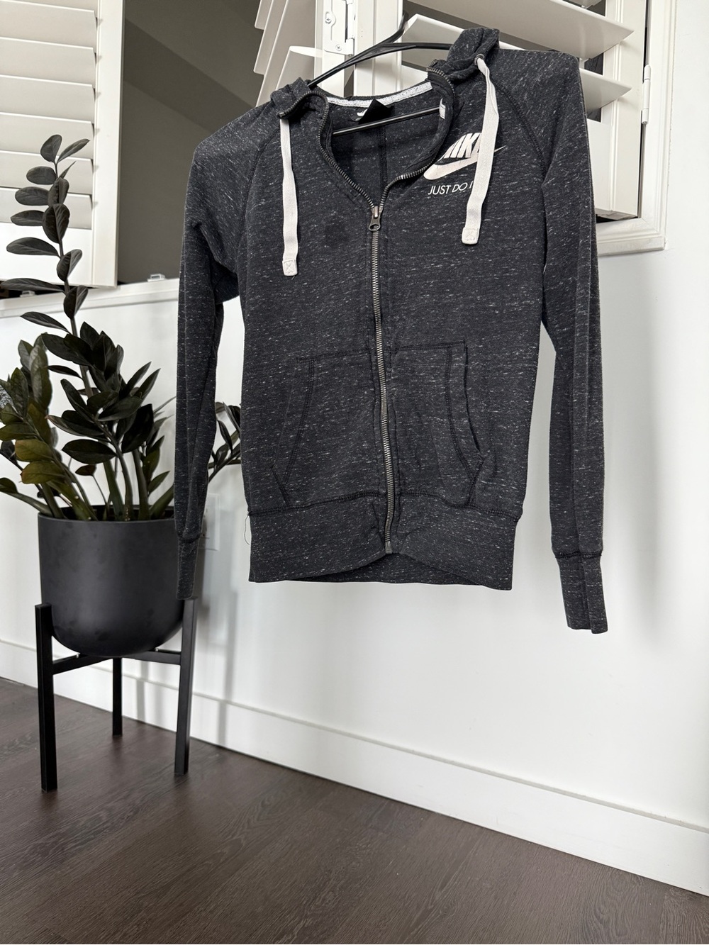 Nike Zip-Up Hooded Sweatshirt in Charcoal Speckle